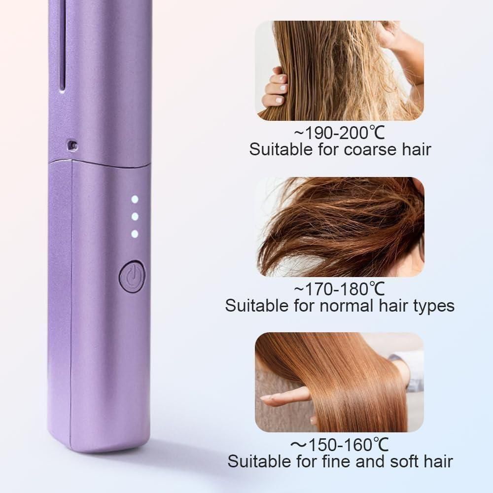 Premium Portable Mini Hair Straightener Cordless Rechargeable Mini Adjustable Hair Straightener Hot Comb