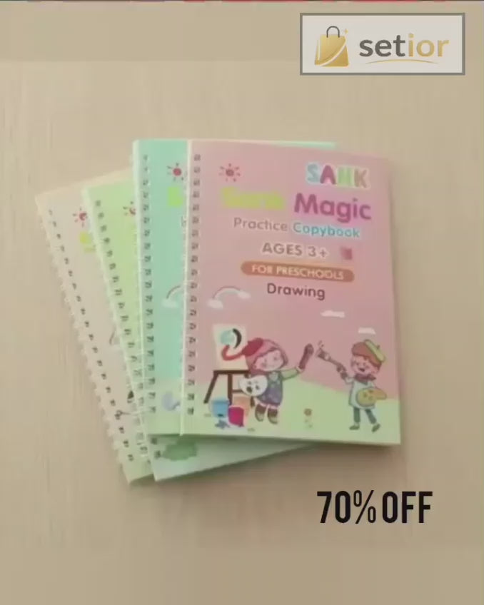 Magic Practice Copybook (4 BOOKS,1 PEN,1 GRIP,10 REFILL) Pack of 1